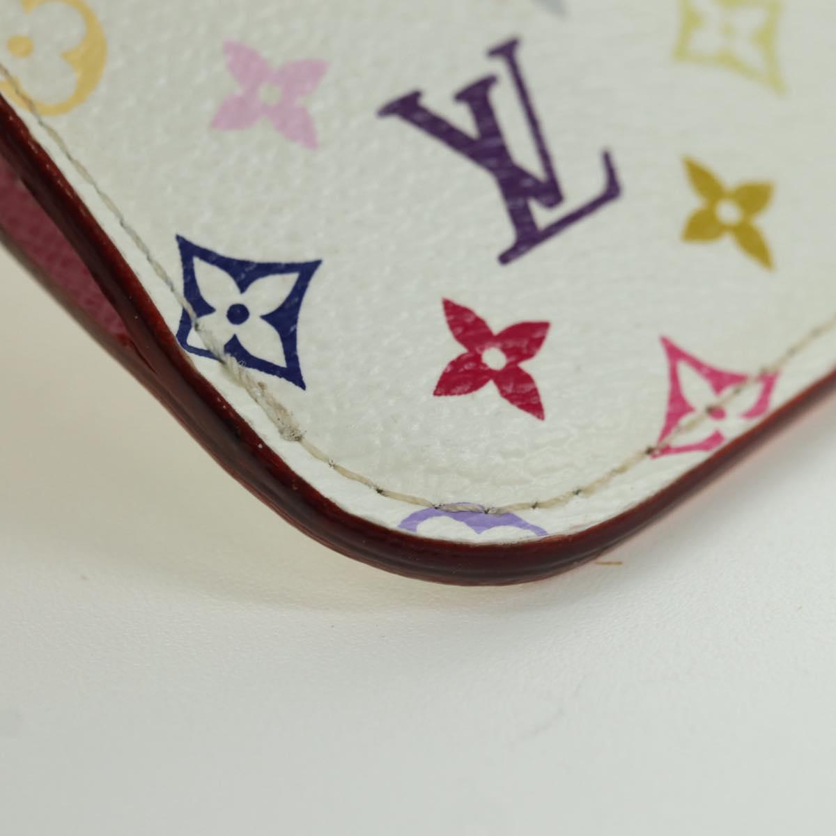 LOUIS VUITTON Multicolor Pochette Cles NM Coin Purse White M93734 Auth ARZ924V
