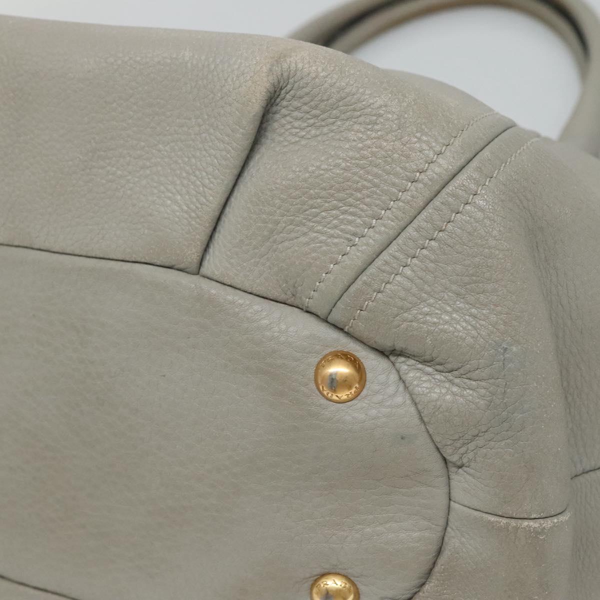 PRADA Hand Bag Leather 2way Gray Auth BA005