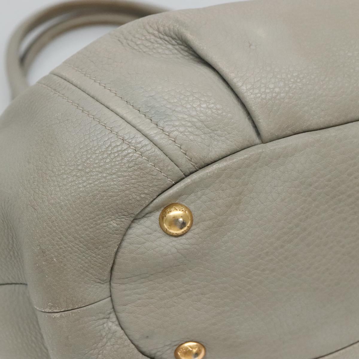 PRADA Hand Bag Leather 2way Gray Auth BA005