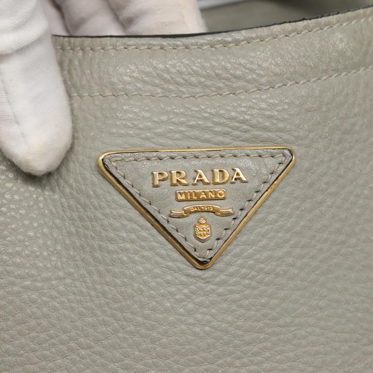 PRADA Hand Bag Leather 2way Gray Auth BA005