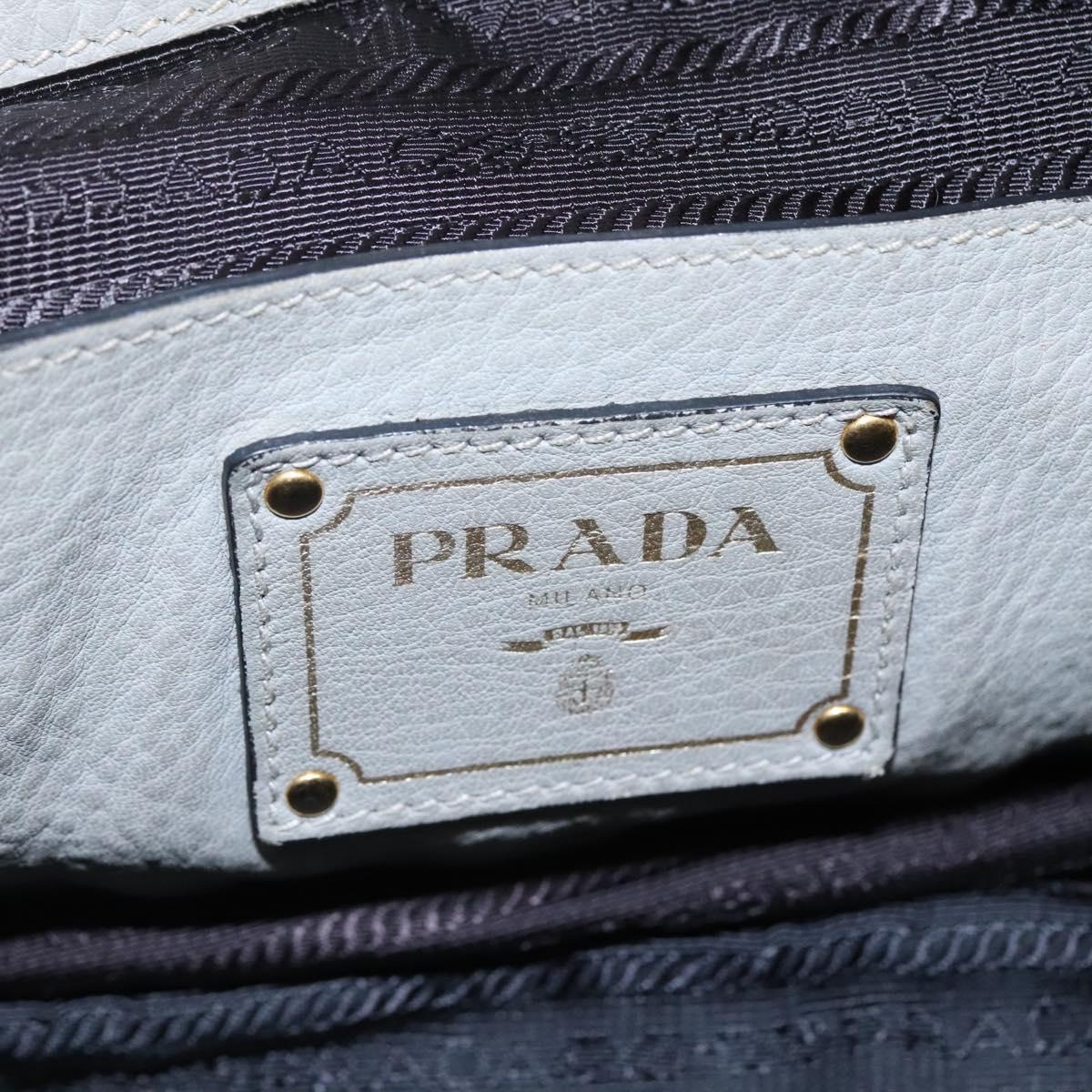 PRADA Hand Bag Leather 2way Gray Auth BA005