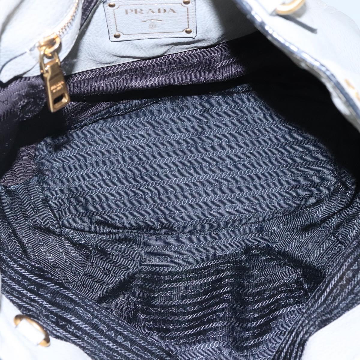 PRADA Hand Bag Leather 2way Gray Auth BA005