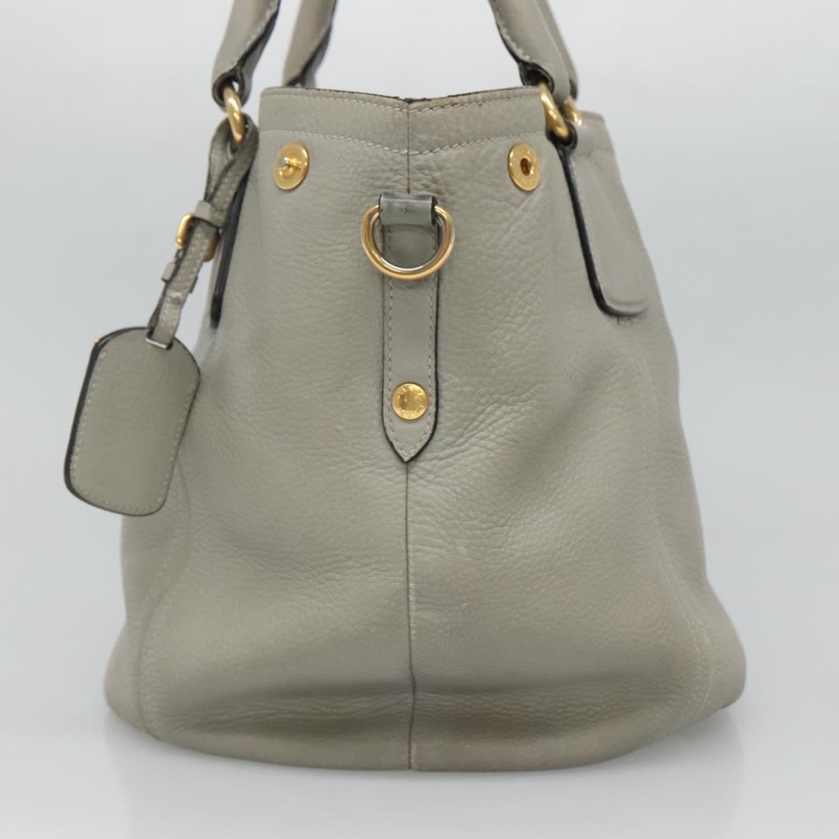 PRADA Hand Bag Leather 2way Gray Auth BA005