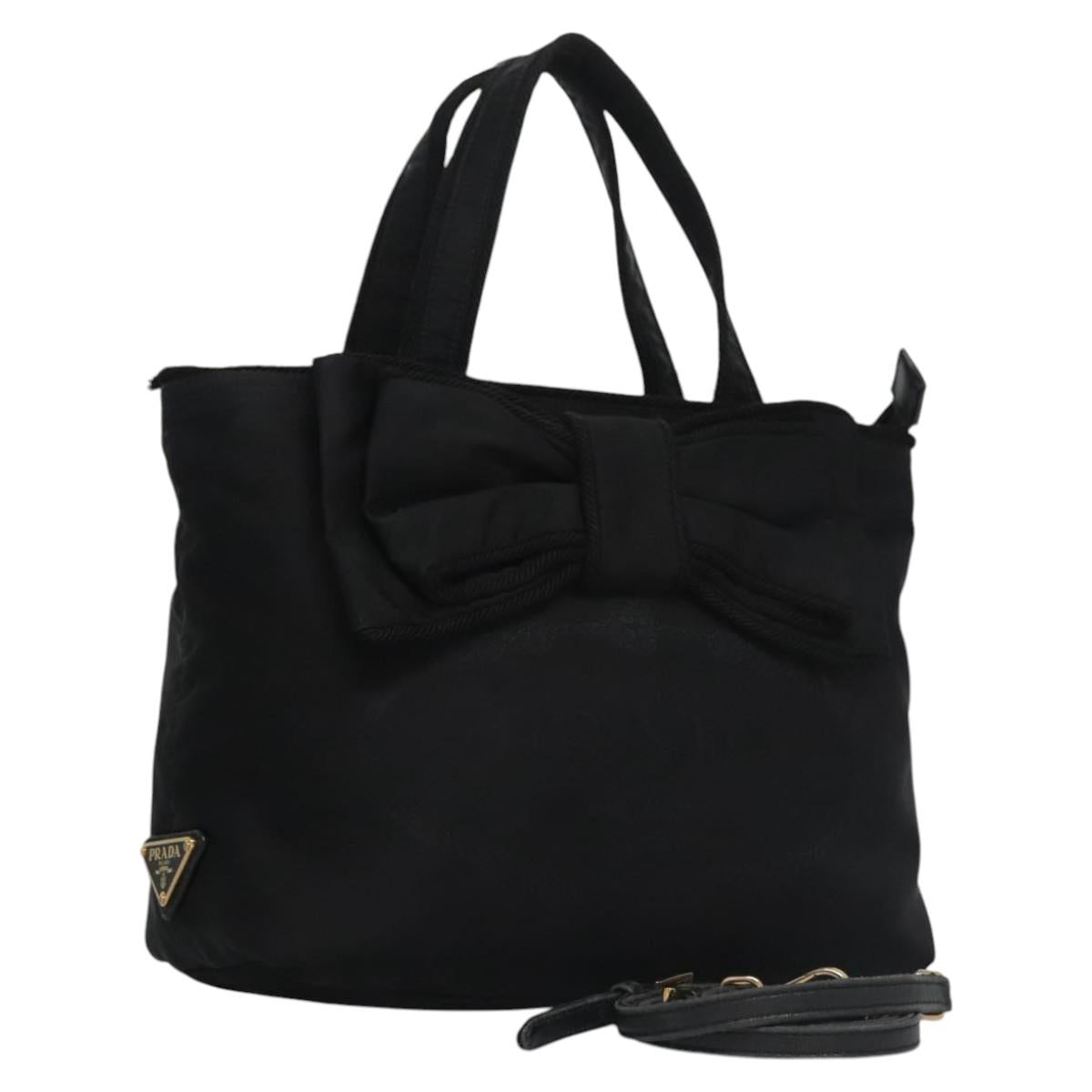 PRADA Hand Bag Nylon 2way Black Auth BA009