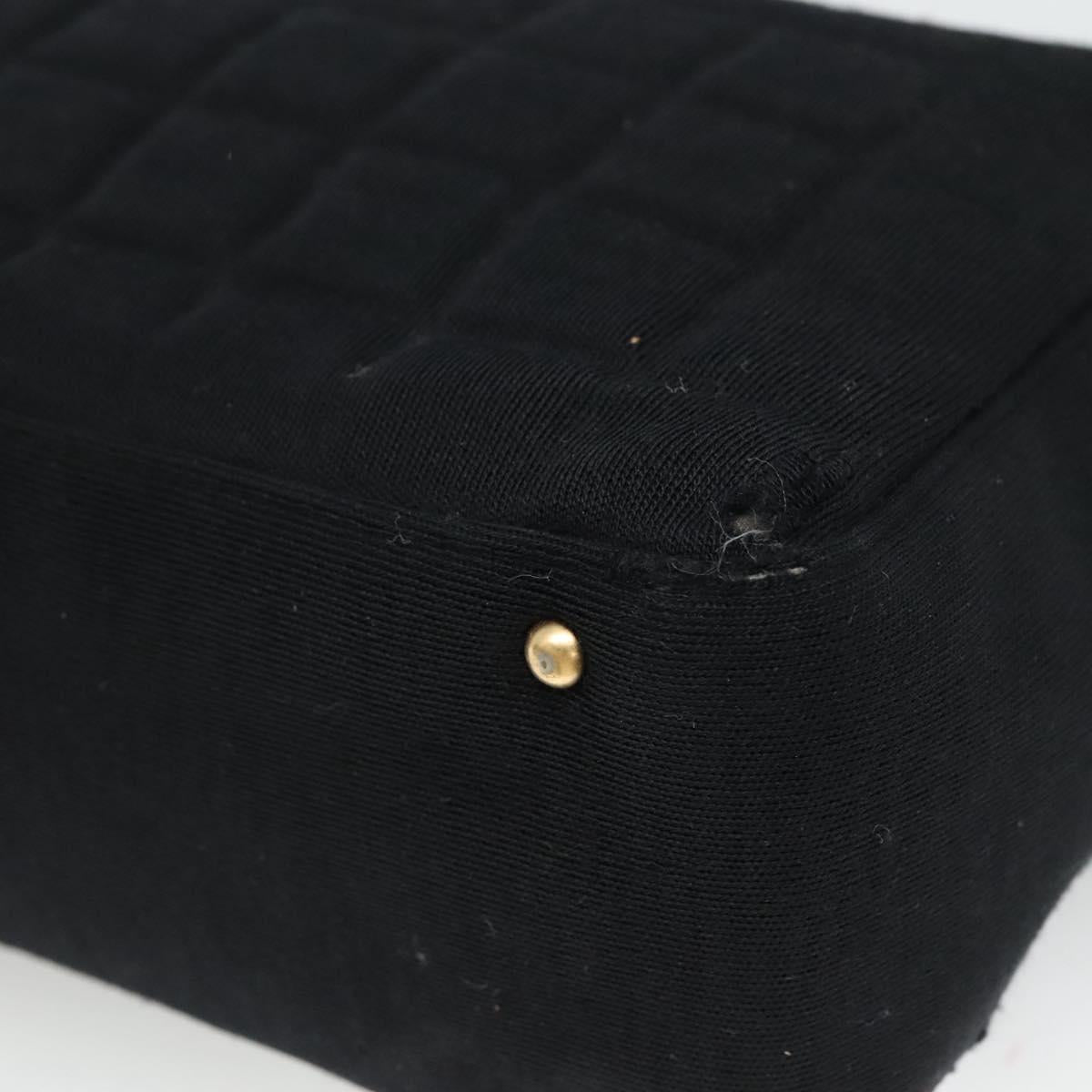 CHANEL Choco Bar line Shoulder Bag Canvas Black CC Auth BA034