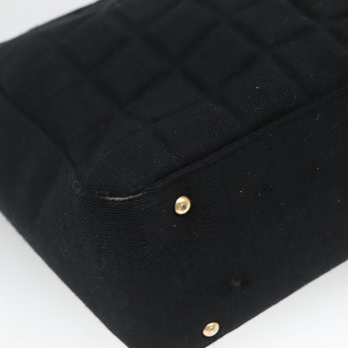 CHANEL Choco Bar line Shoulder Bag Canvas Black CC Auth BA034