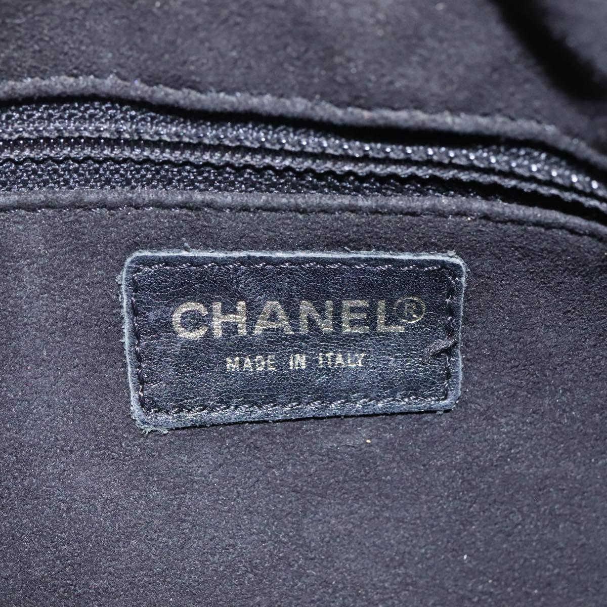 CHANEL Choco Bar line Shoulder Bag Canvas Black CC Auth BA034