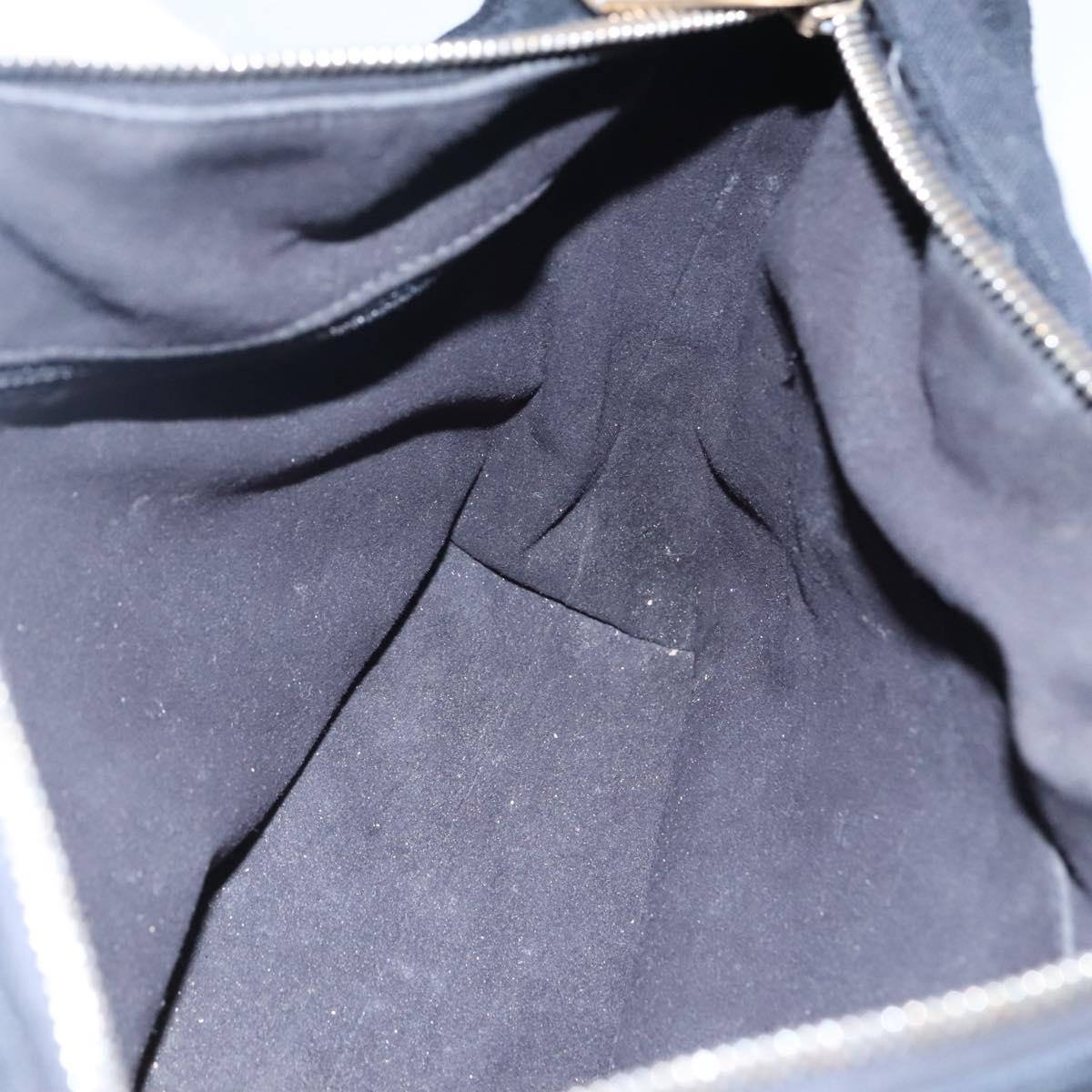 CHANEL Choco Bar line Shoulder Bag Canvas Black CC Auth BA034