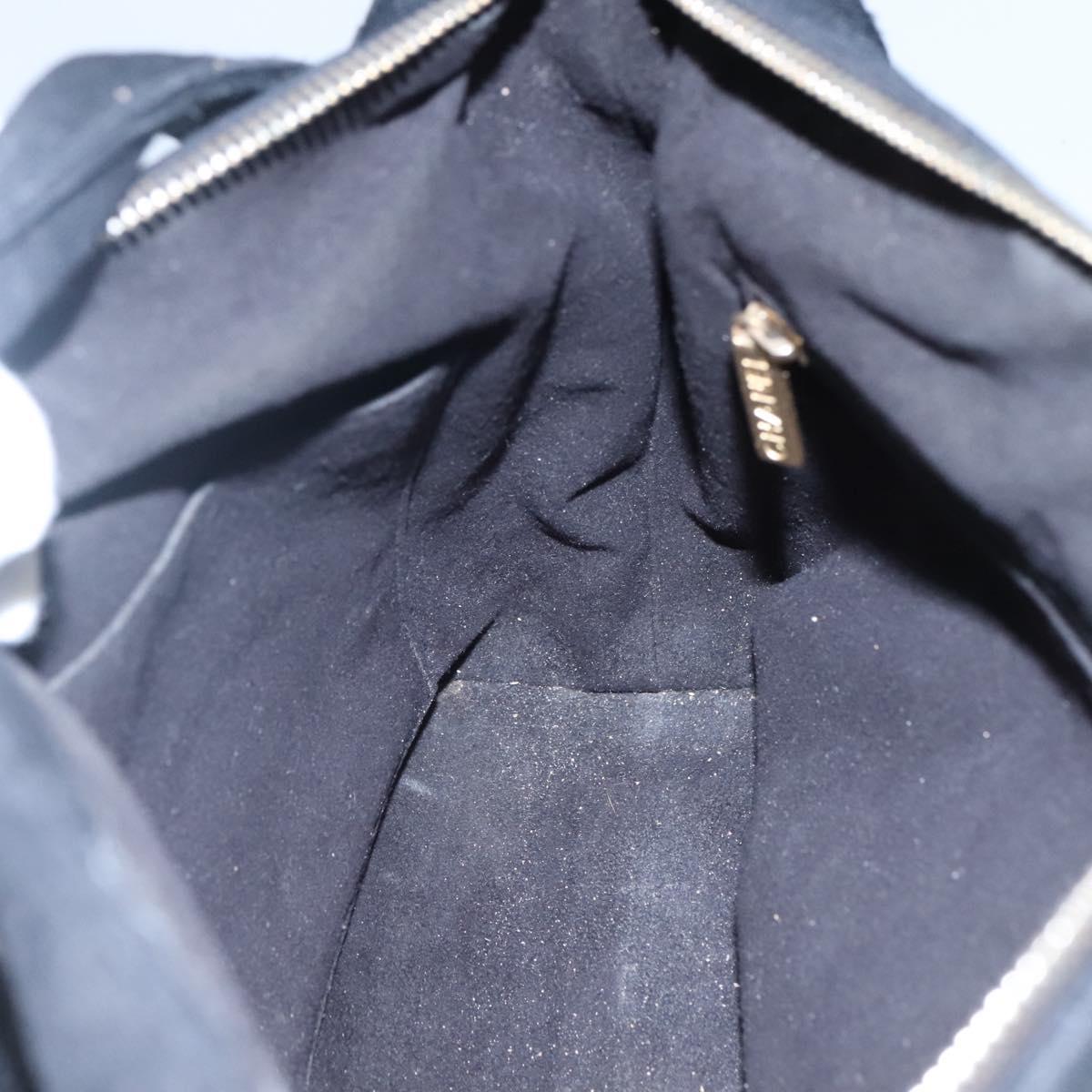 CHANEL Choco Bar line Shoulder Bag Canvas Black CC Auth BA034