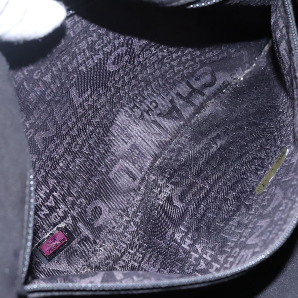 CHANEL Choco Bar line Shoulder Bag Canvas Black CC Auth BA034