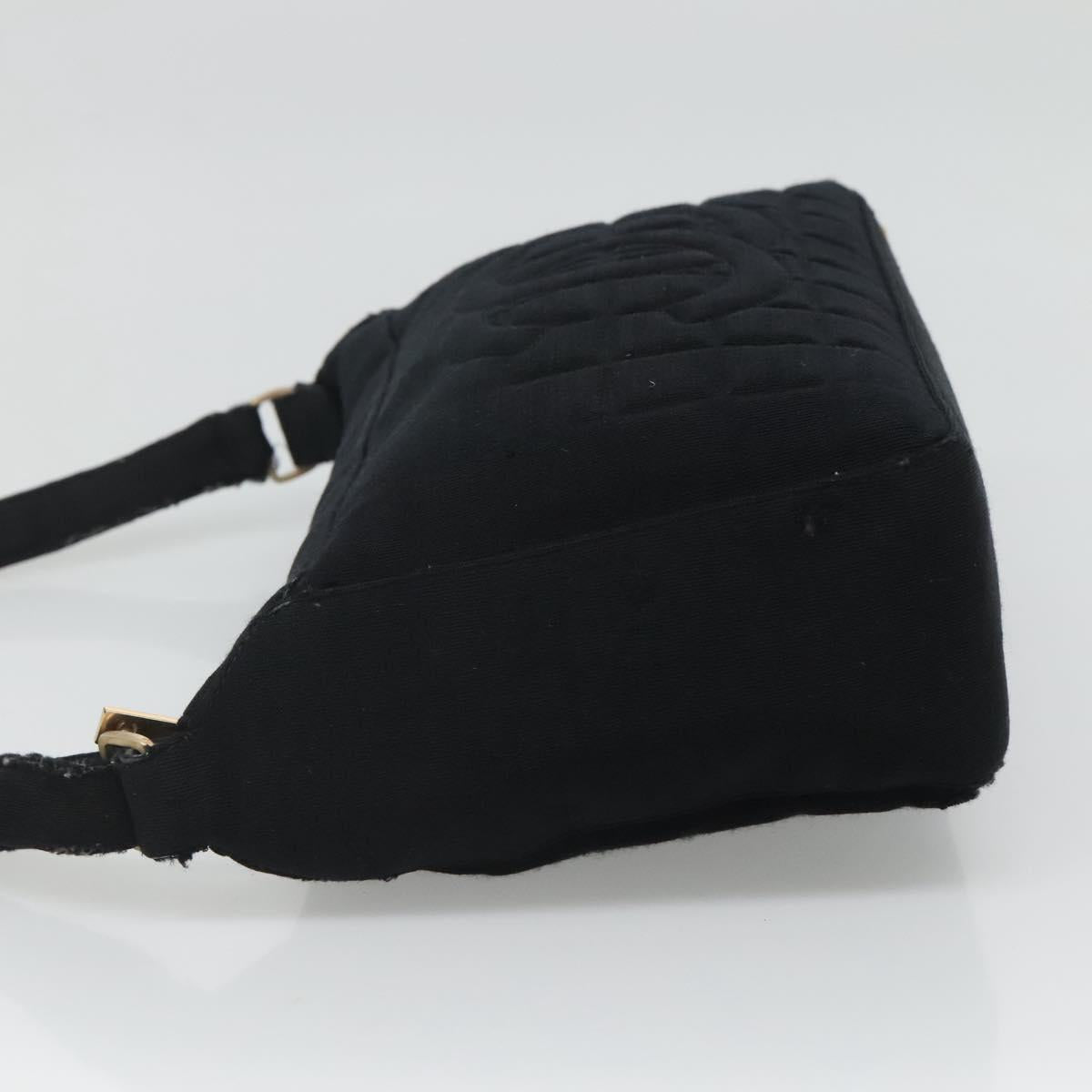 CHANEL Choco Bar line Shoulder Bag Canvas Black CC Auth BA034