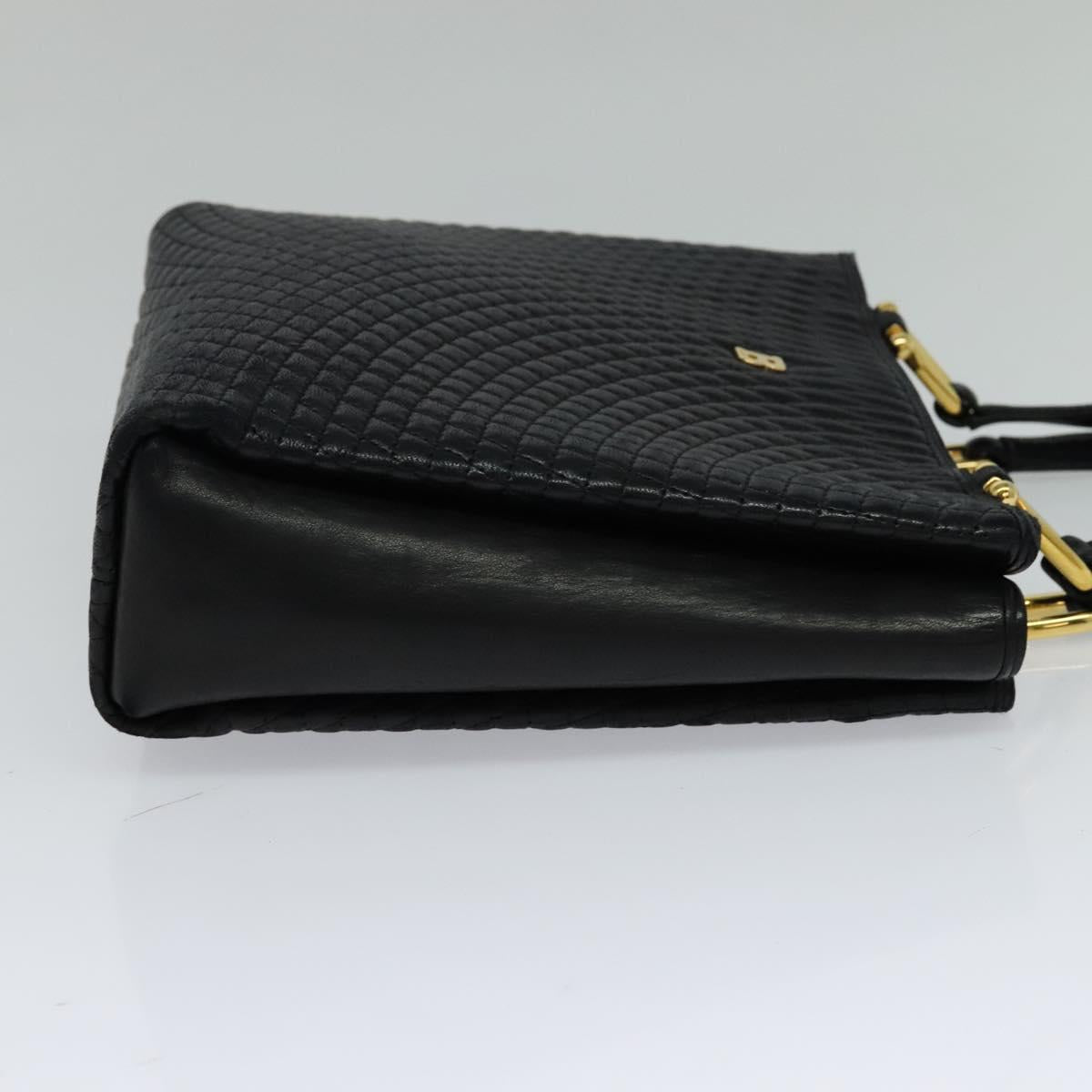 BALLY Hand Bag Leather Black Auth BA049