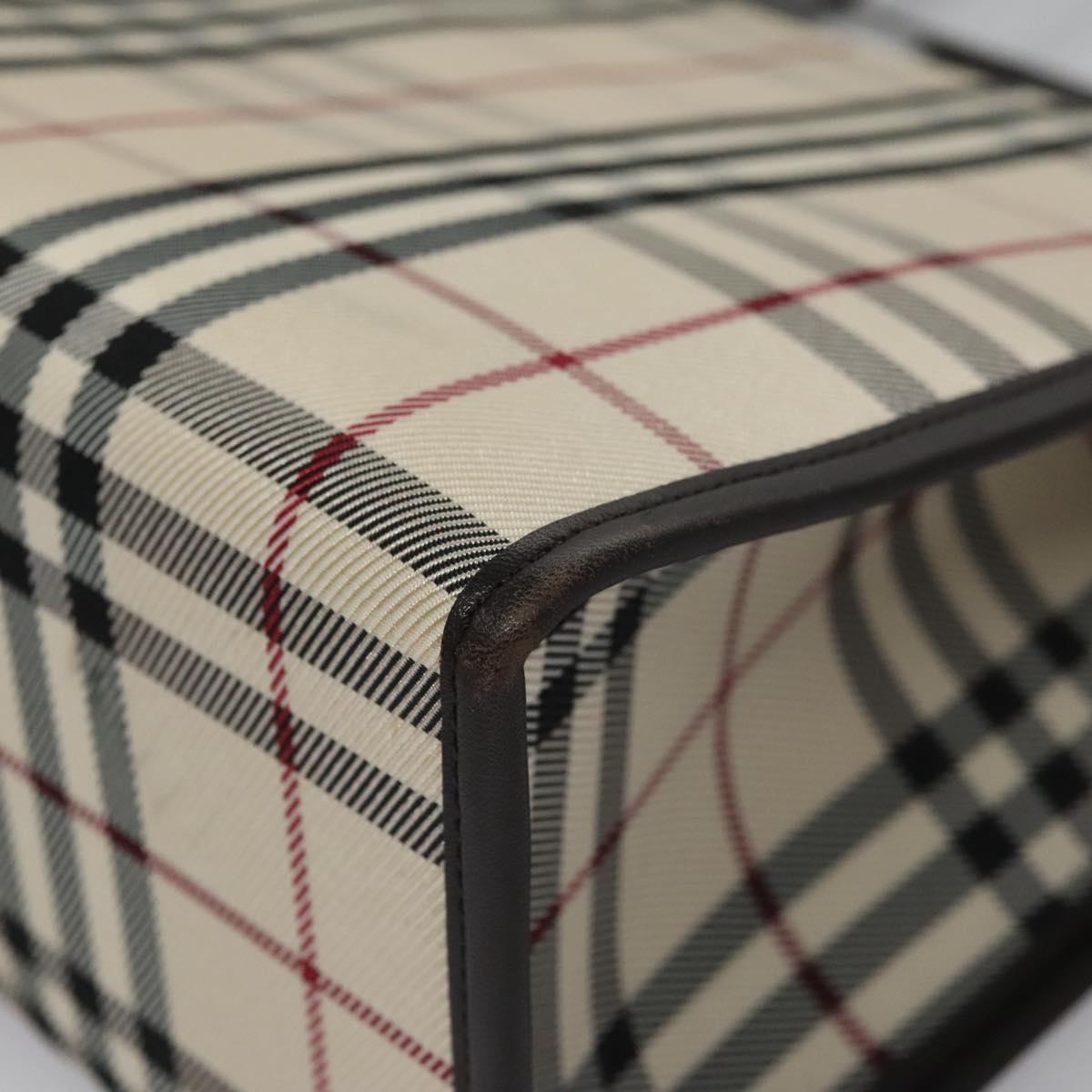 BURBERRY Nova Check Hand Bag Canvas Beige Brown Auth BA050