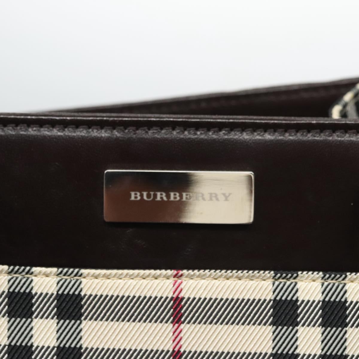 BURBERRY Nova Check Hand Bag Canvas Beige Brown Auth BA050