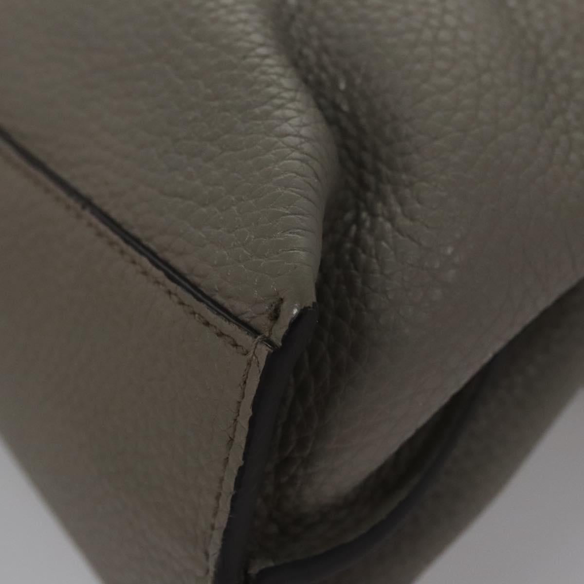 GUCCI Bamboo Hand Bag Leather 2way Gray 370831 Auth BA091