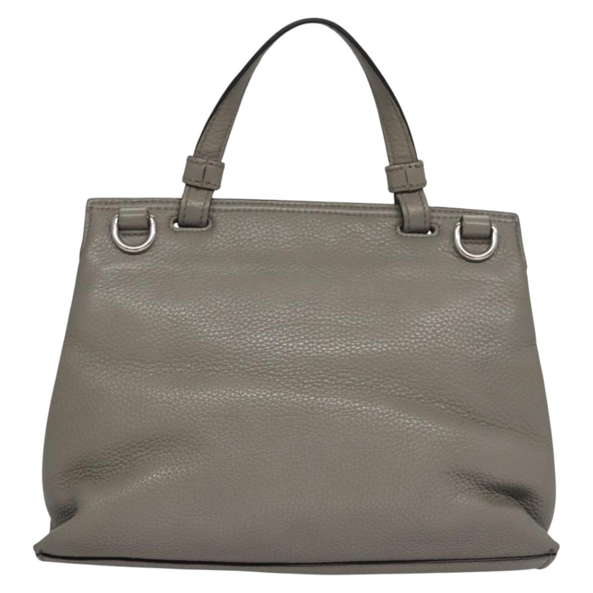 GUCCI Bamboo Hand Bag Leather 2way Gray 370831 Auth BA091