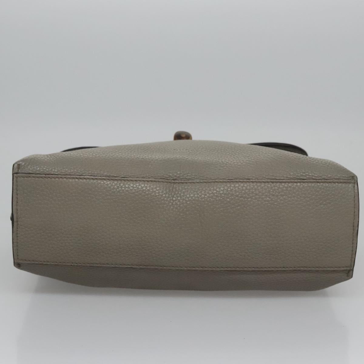 GUCCI Bamboo Hand Bag Leather 2way Gray 370831 Auth BA091
