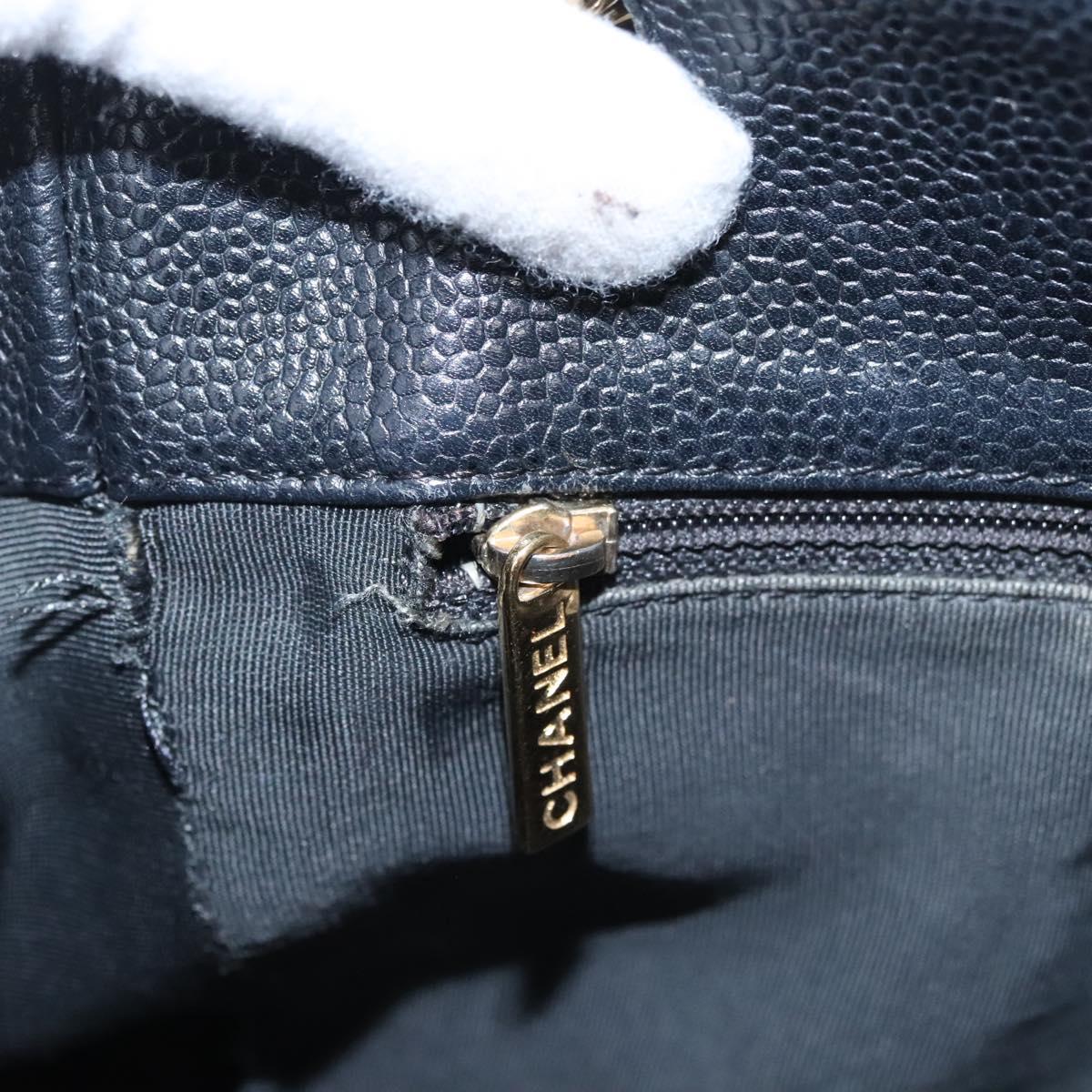 CHANEL Matelasse Chain Shoulder Bag Caviar Skin Black Gold CC Auth BA096