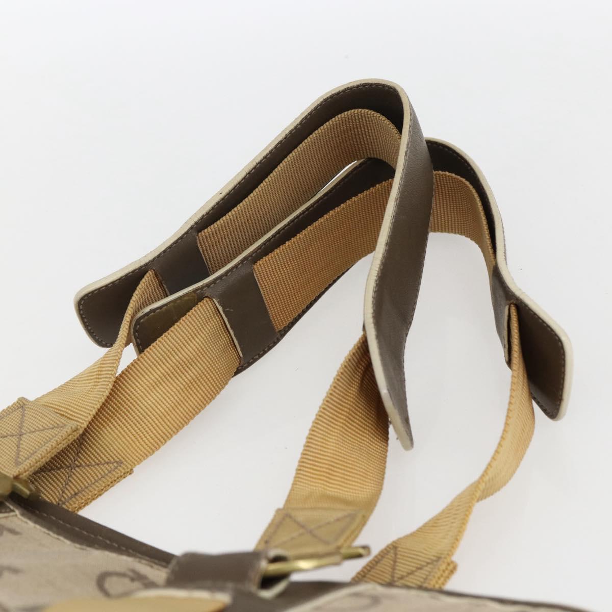 Salvatore Ferragamo Gancini Hand Bag Canvas Beige Gold Auth BA10007