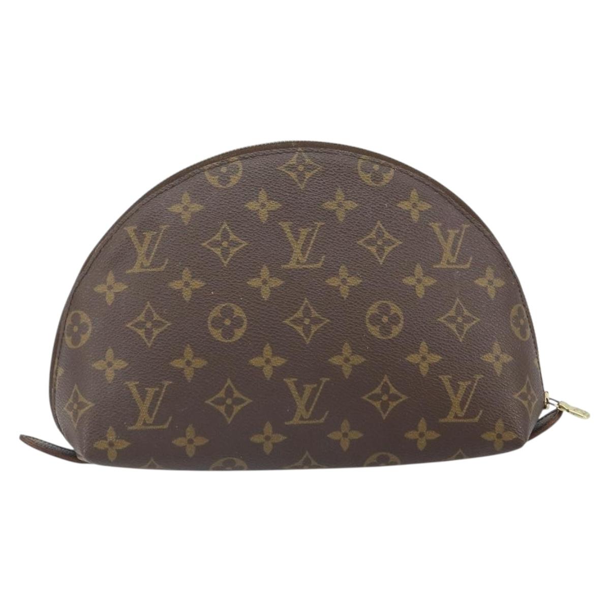 LOUIS VUITTON Monogram Trousse Demi Ronde Cosmetic Pouch M47520 LV Auth BA10019