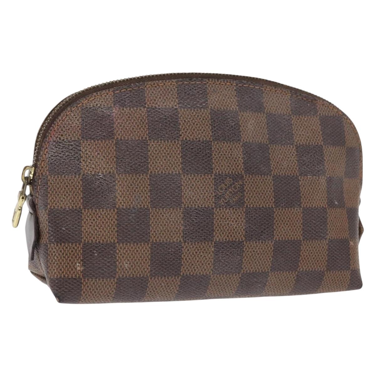LOUIS VUITTON Damier Ebene Pochette Cosmetic PM Pouch N47516 LV Auth BA10024