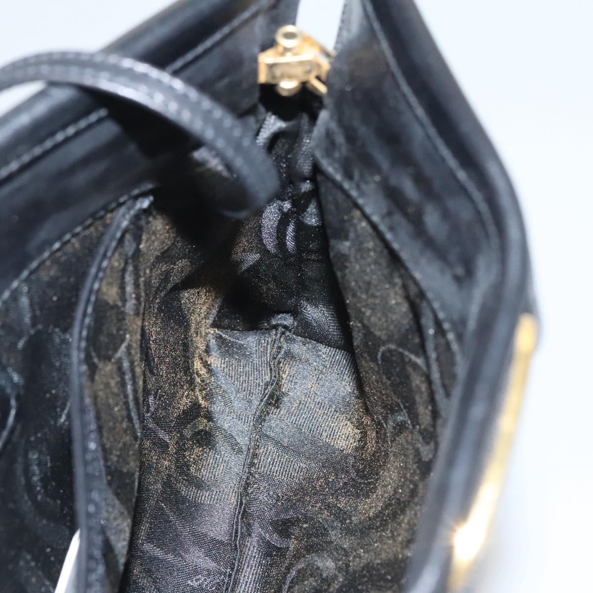 Salvatore Ferragamo Shoulder Bag Leather Black Gold Auth BA1003