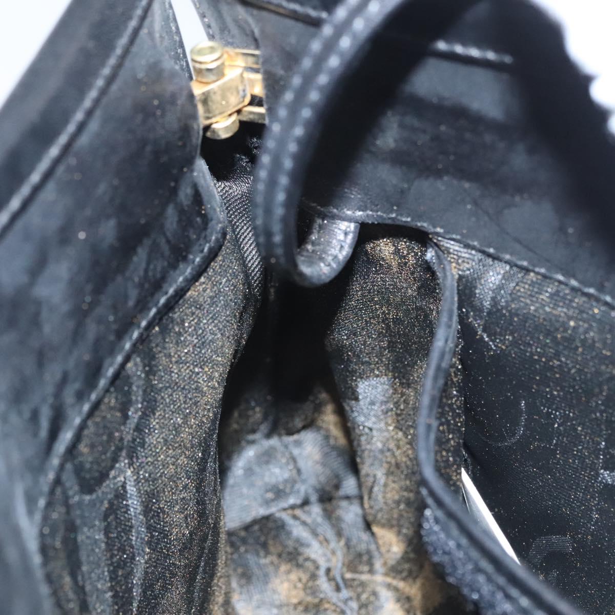 Salvatore Ferragamo Shoulder Bag Leather Black Gold Auth BA1003