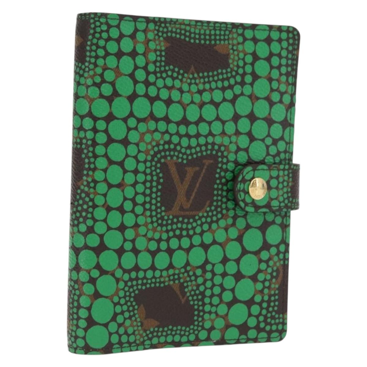 LOUIS VUITTON Yayoi Kusama Agenda PM Day Planner Cover Green R21133 Auth BA10034