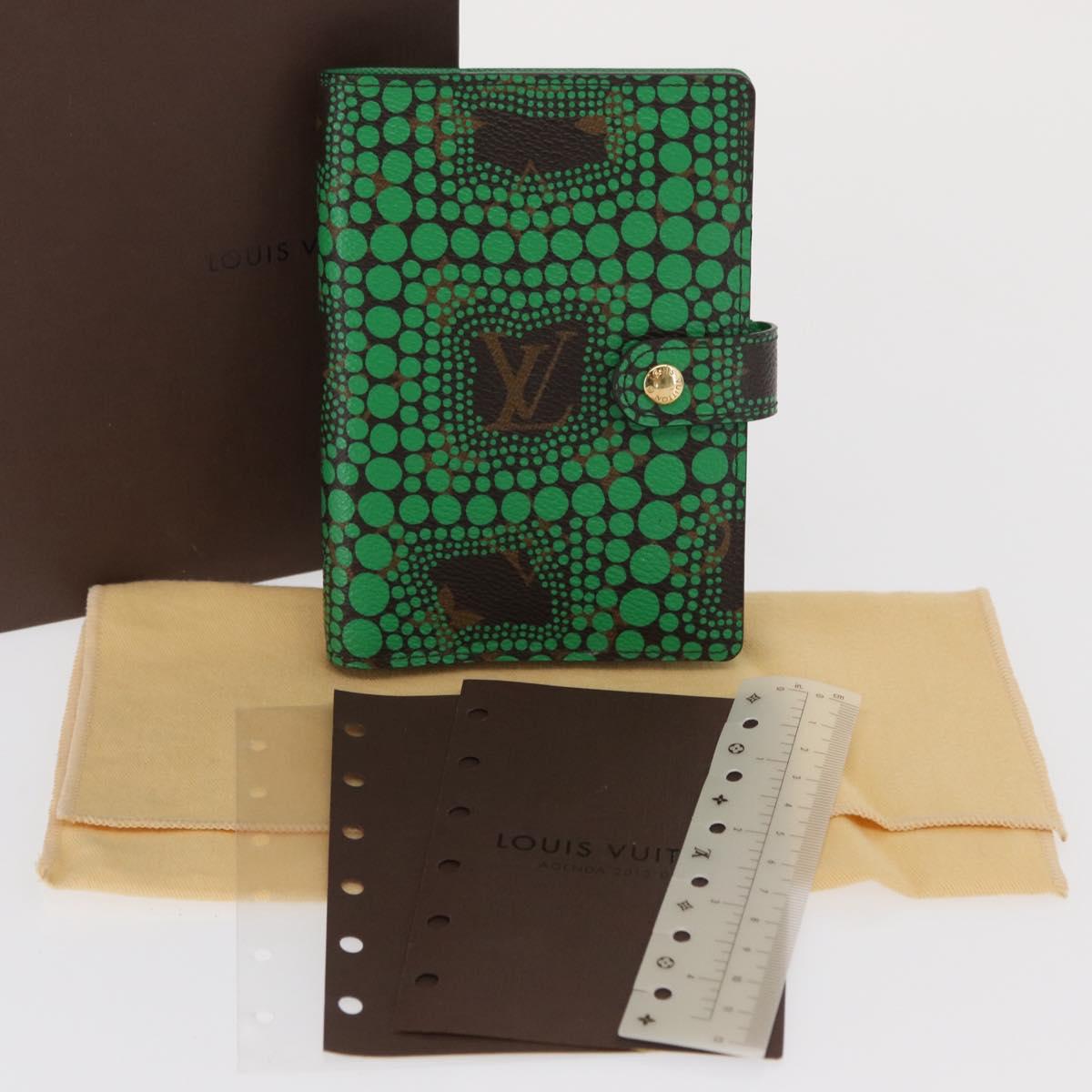 LOUIS VUITTON Yayoi Kusama Agenda PM Day Planner Cover Green R21133 Auth BA10034
