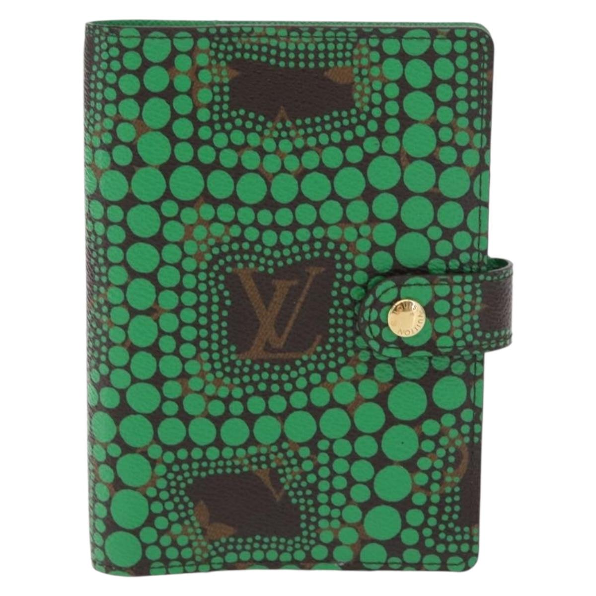 LOUIS VUITTON Yayoi Kusama Agenda PM Day Planner Cover Green R21133 Auth BA10034