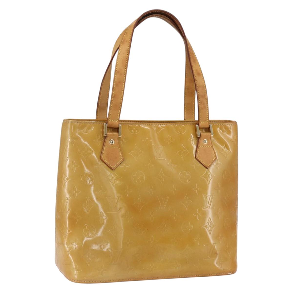 LOUIS VUITTON Monogram Vernis Houston Hand Bag Beige M91004 LV Auth BA10039