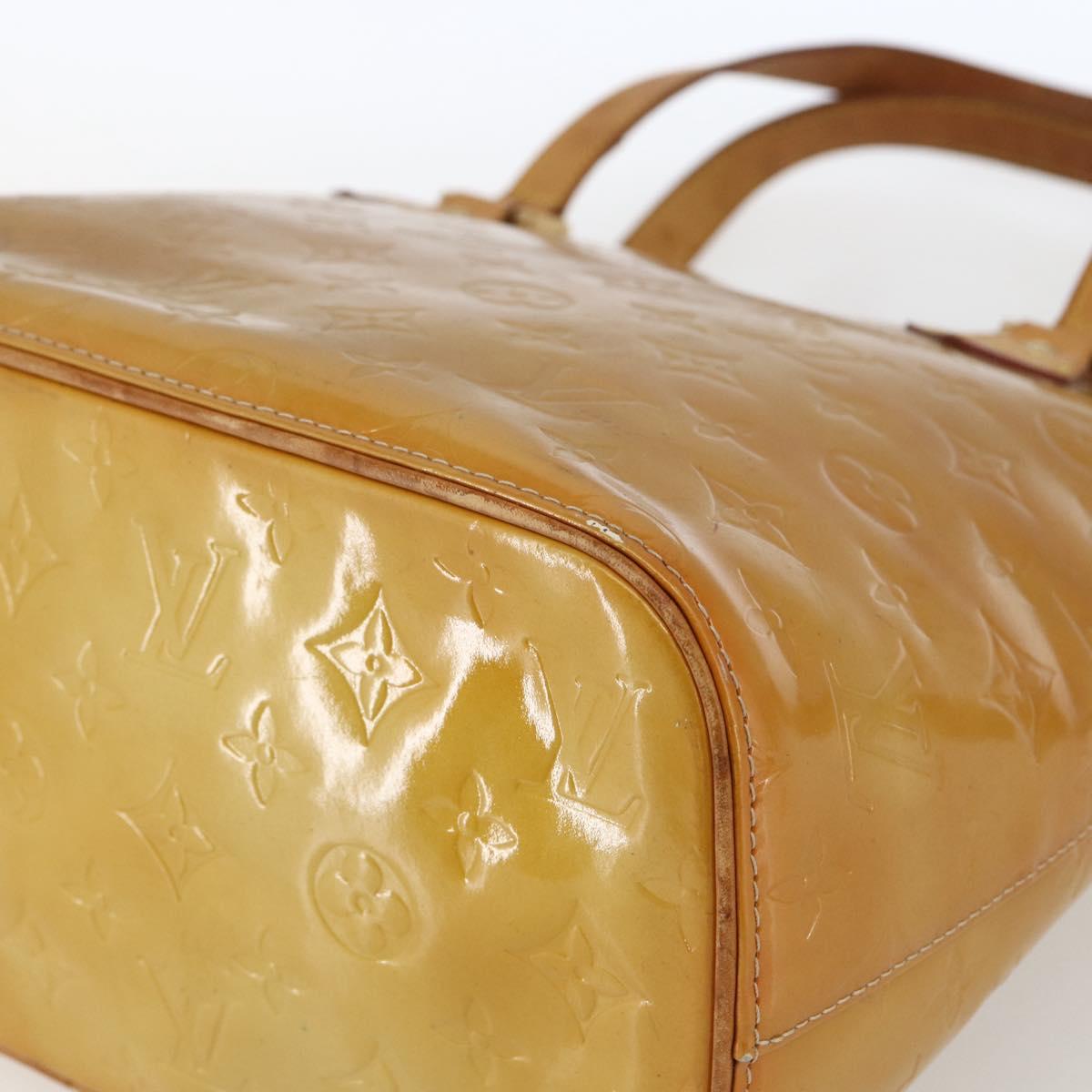 LOUIS VUITTON Monogram Vernis Houston Hand Bag Beige M91004 LV Auth BA10039