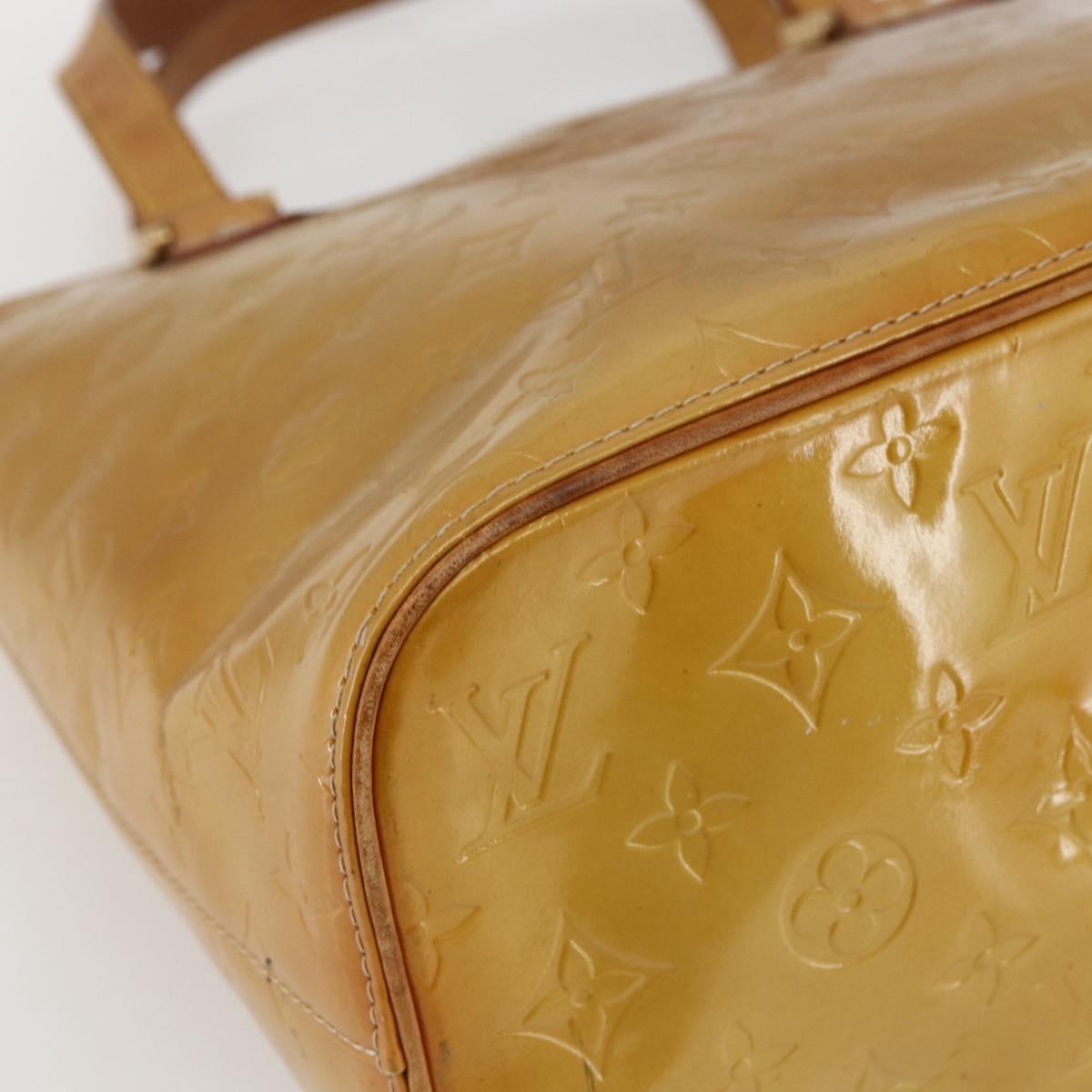 LOUIS VUITTON Monogram Vernis Houston Hand Bag Beige M91004 LV Auth BA10039