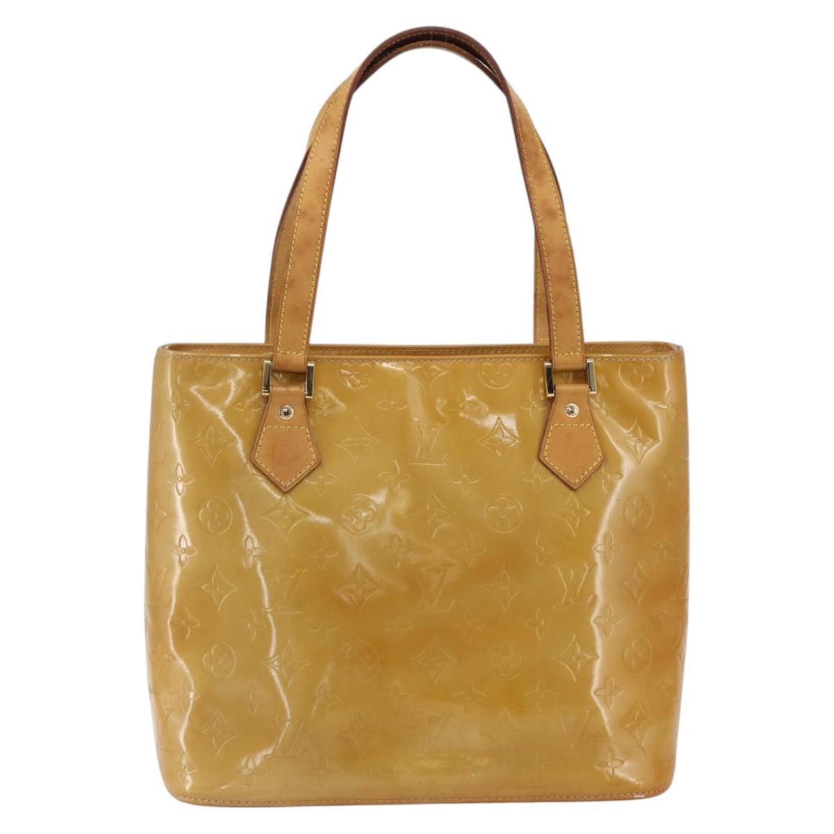 LOUIS VUITTON Monogram Vernis Houston Hand Bag Beige M91004 LV Auth BA10039