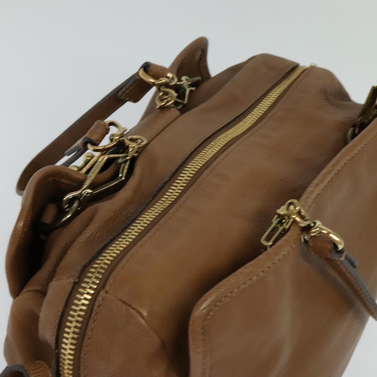 Chloe Hand Bag Leather 2way Brown Gold Auth BA1004