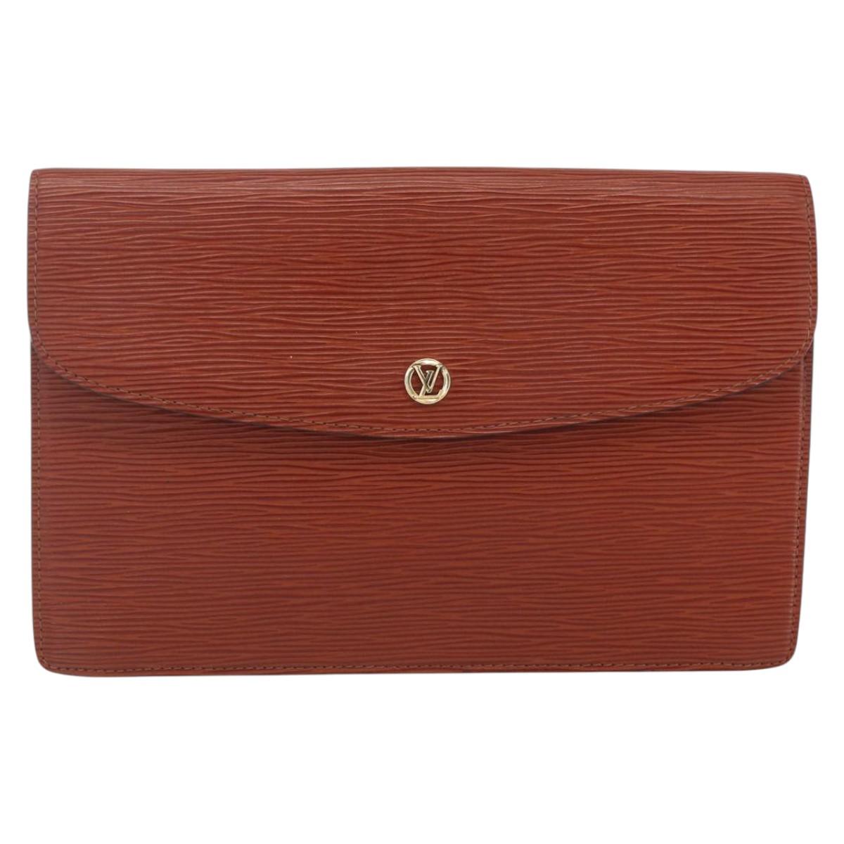 LOUIS VUITTON Epi Montaigne 27 Clutch Bag Brown LV Auth BA10055