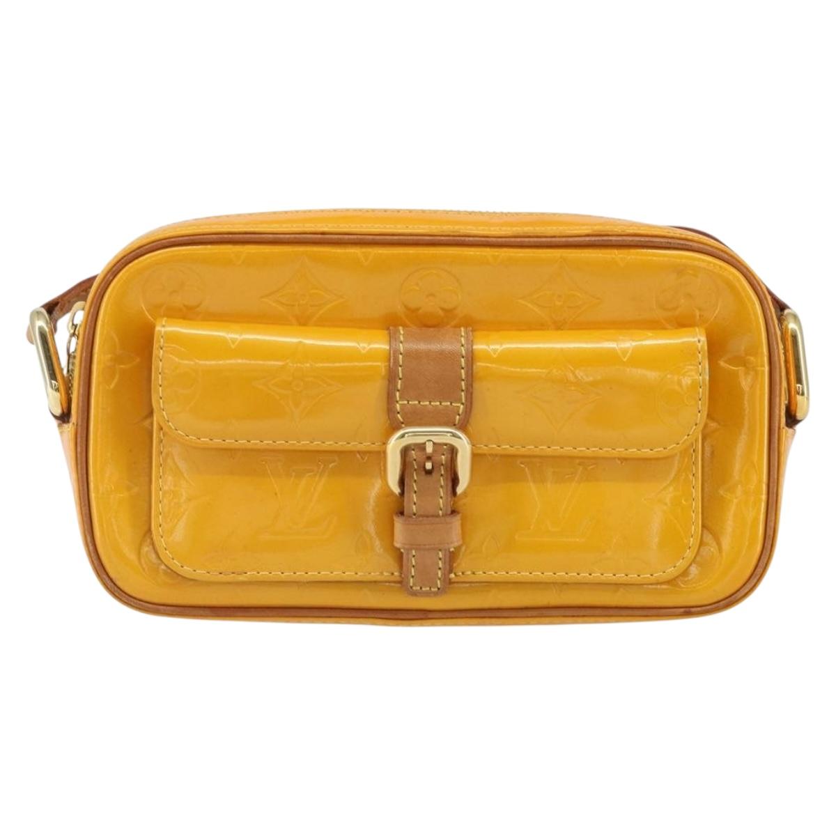 LOUIS VUITTON Monogram Vernis Christy MM Shoulder Bag Jaune M91108 Auth BA10057