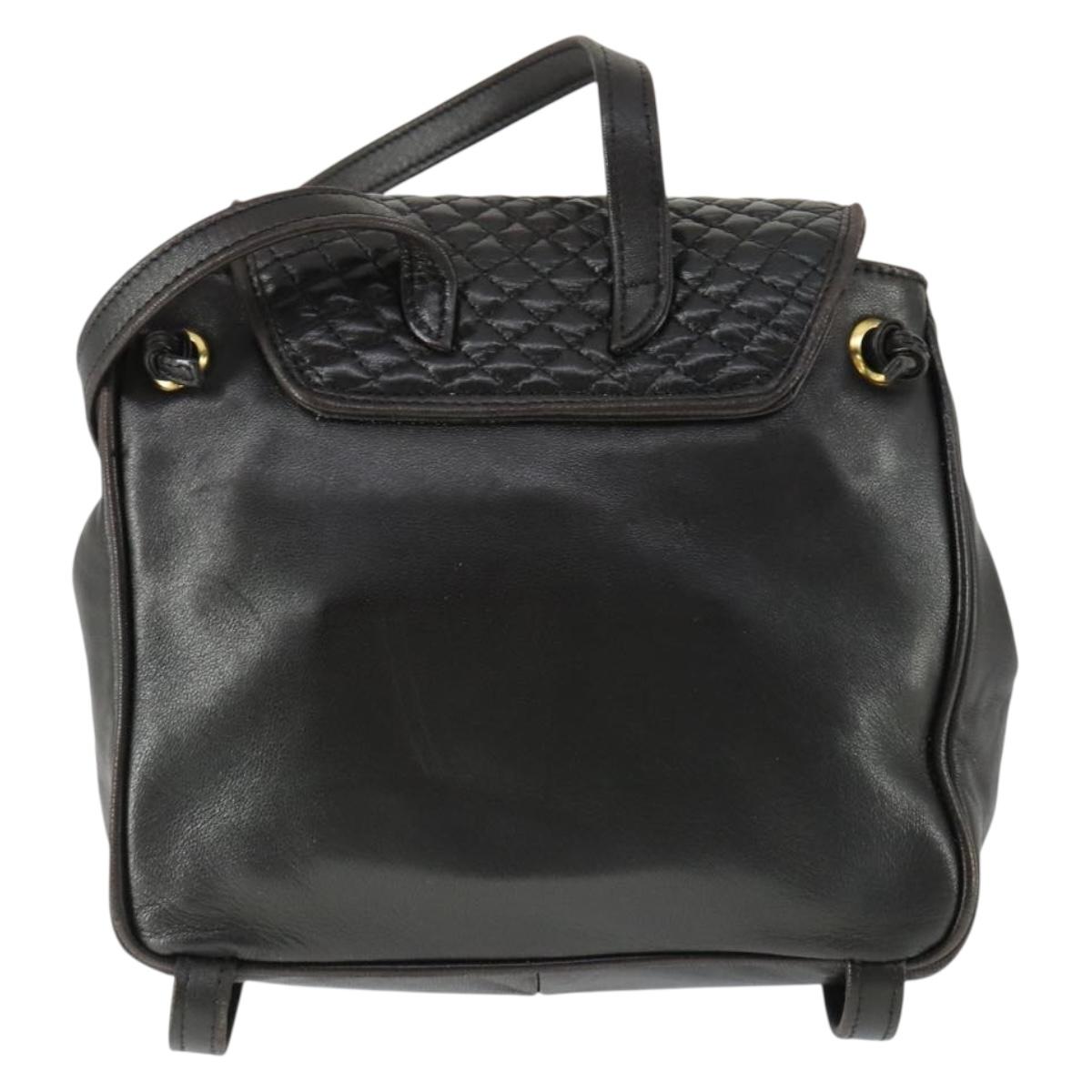 BALLY Backpack Leather Brown Gold Auth BA10063