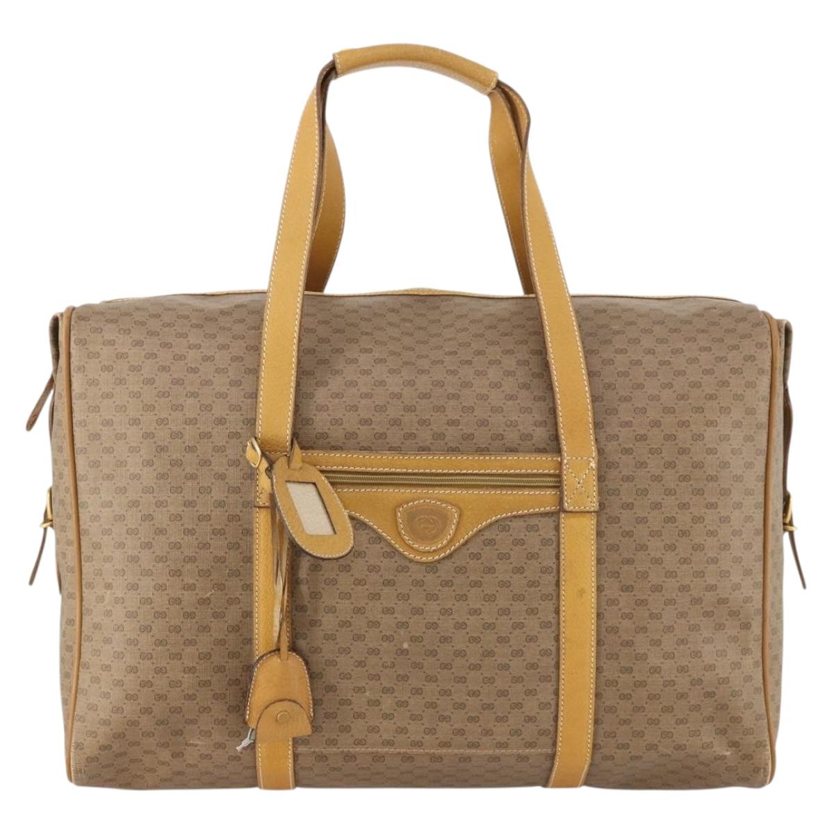 GUCCI Micro GG Supreme Boston Bag PVC Beige Gold Auth BA10065