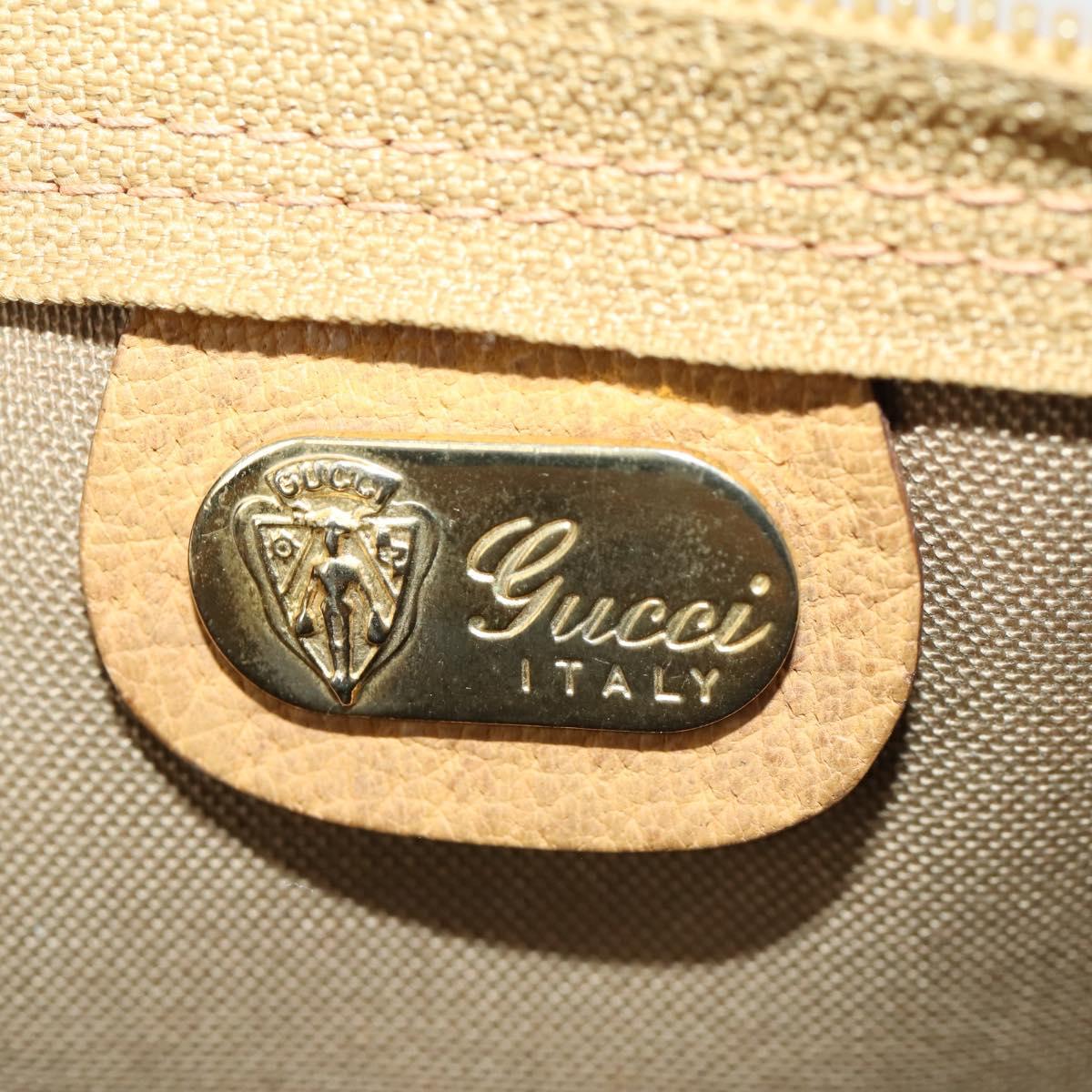GUCCI Micro GG Supreme Boston Bag PVC Beige Gold Auth BA10065