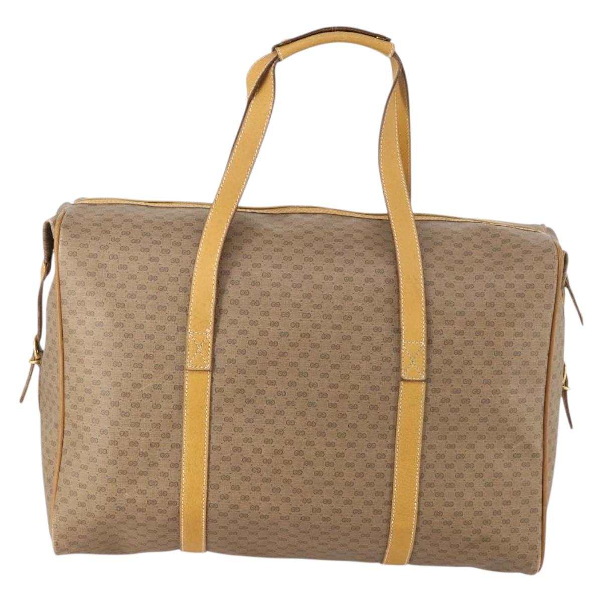 GUCCI Micro GG Supreme Boston Bag PVC Beige Gold Auth BA10065
