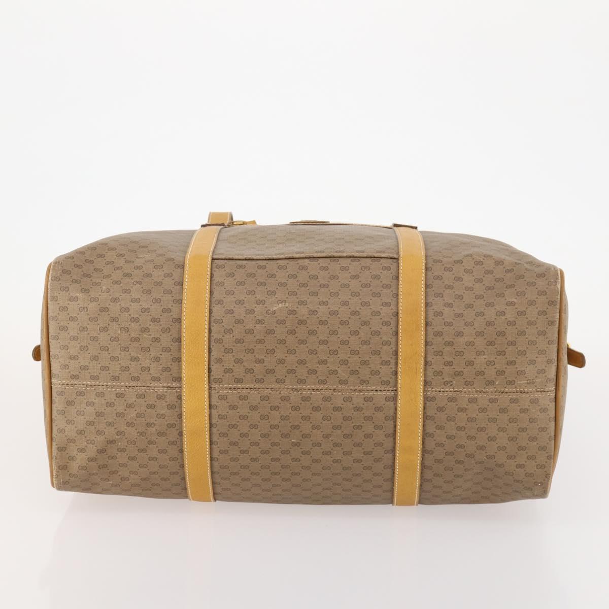GUCCI Micro GG Supreme Boston Bag PVC Beige Gold Auth BA10065