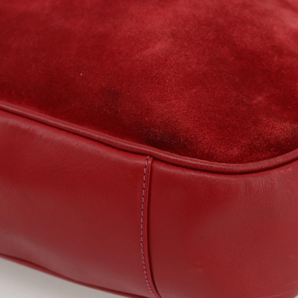 GUCCI Bamboo Shoulder Bag Suede 2way Red Gold 001 1577 2615 Auth BA10066
