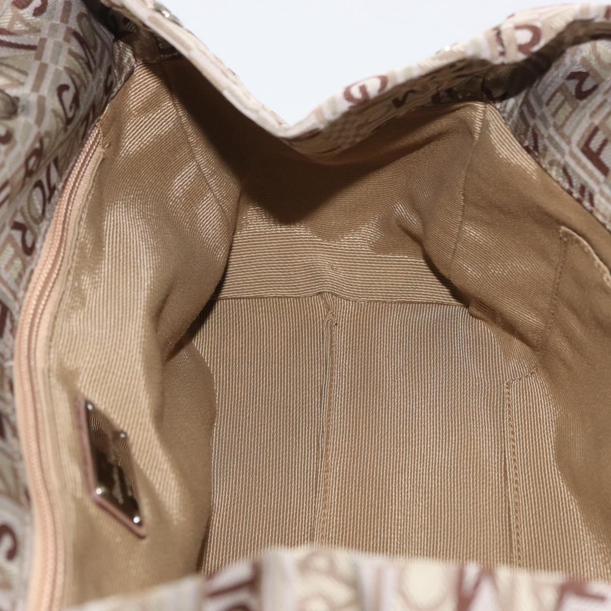 Salvatore Ferragamo Tote Bag Canvas Beige Gold Auth BA10067
