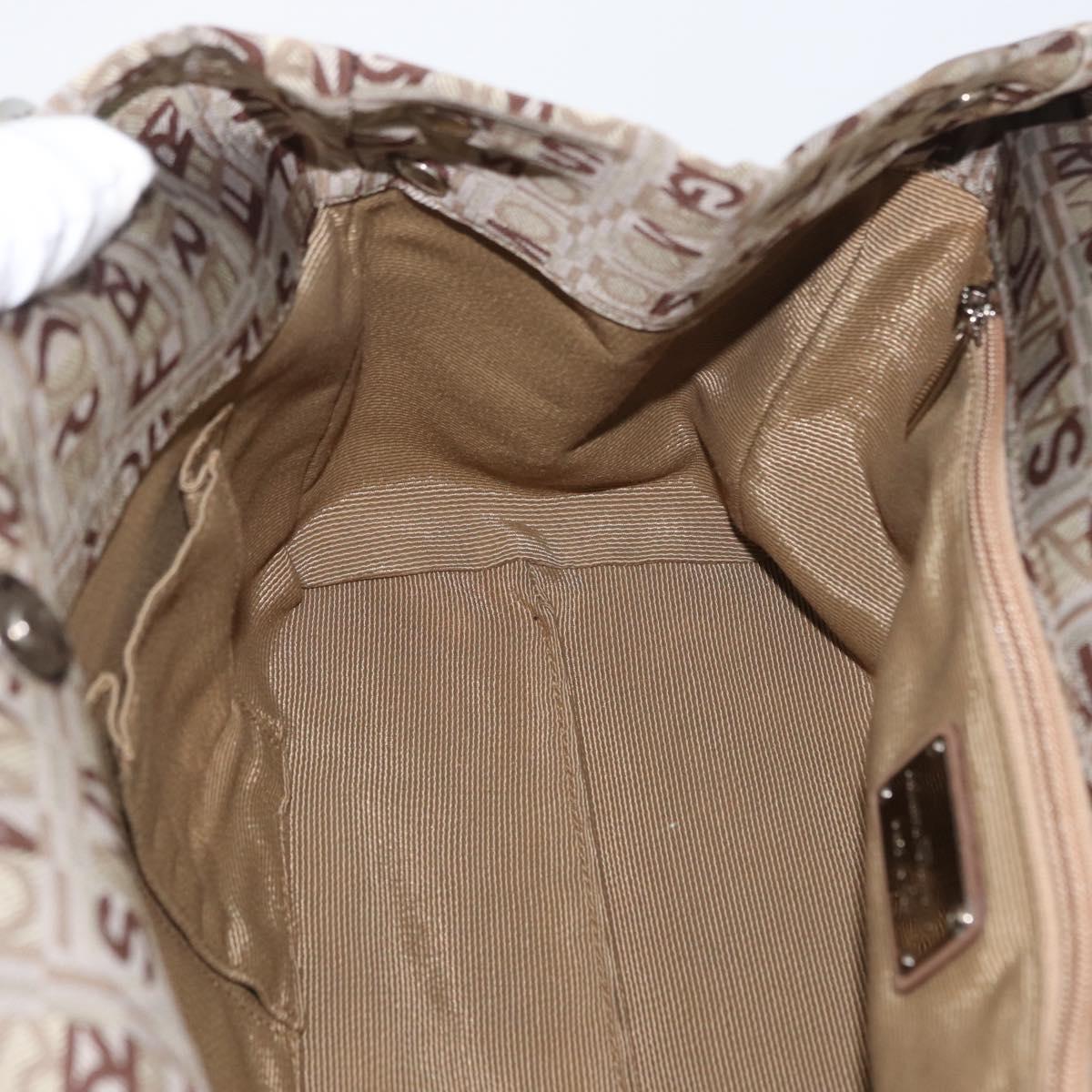 Salvatore Ferragamo Tote Bag Canvas Beige Gold Auth BA10067