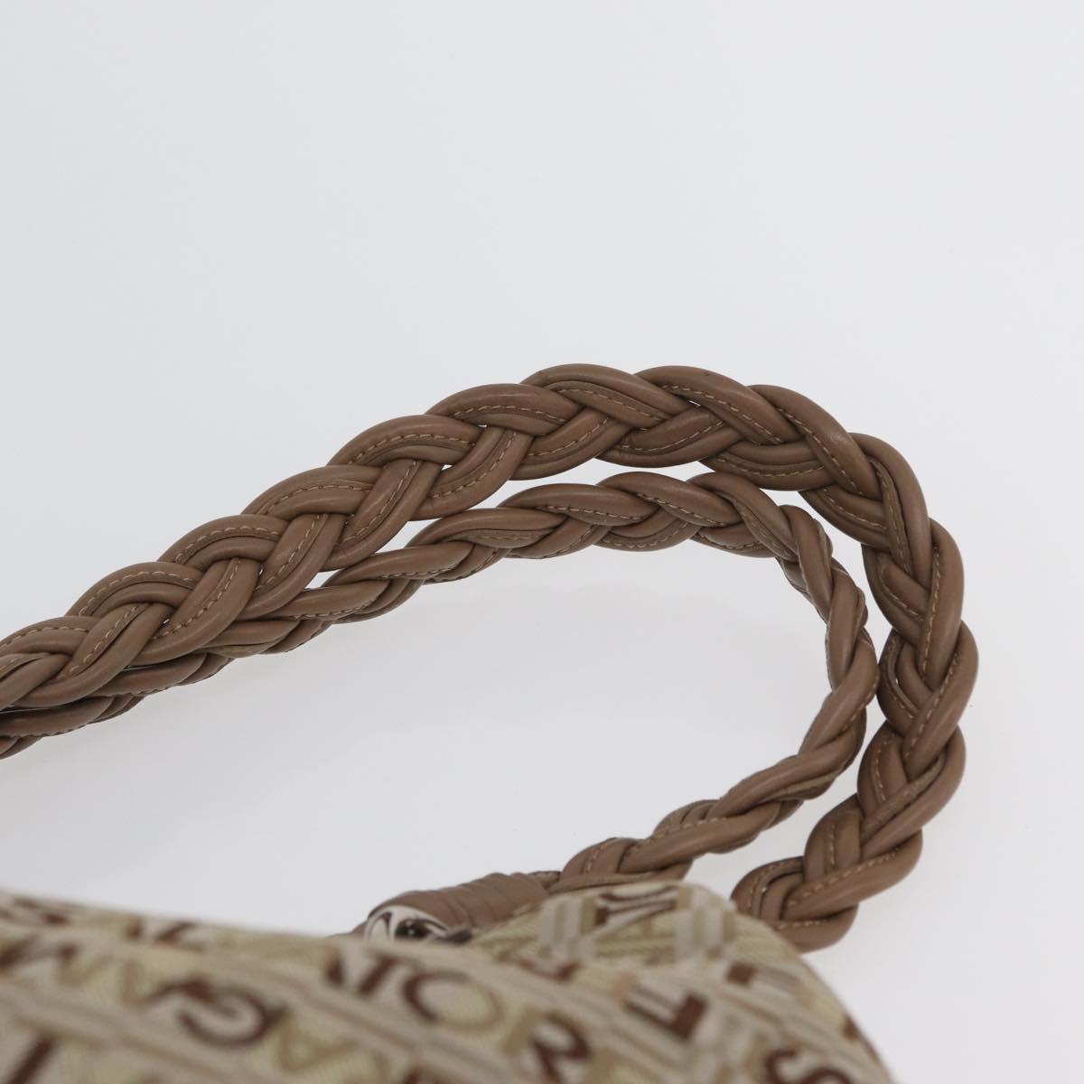 Salvatore Ferragamo Tote Bag Canvas Beige Gold Auth BA10067