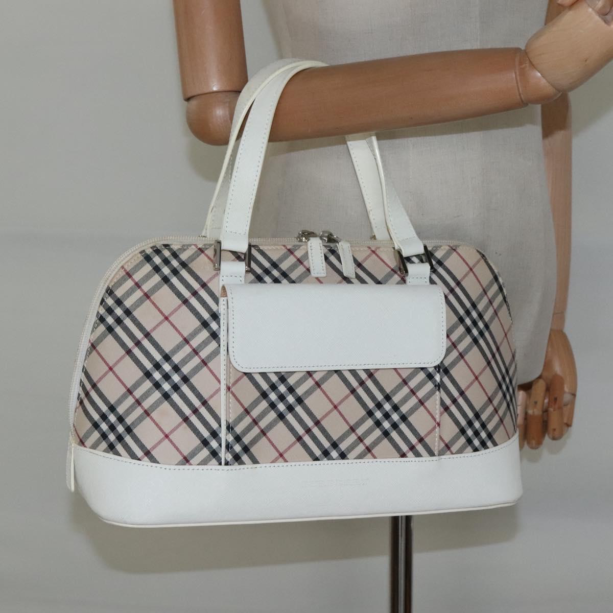 BURBERRY Nova Check Hand Bag Canvas Beige Auth BA1007