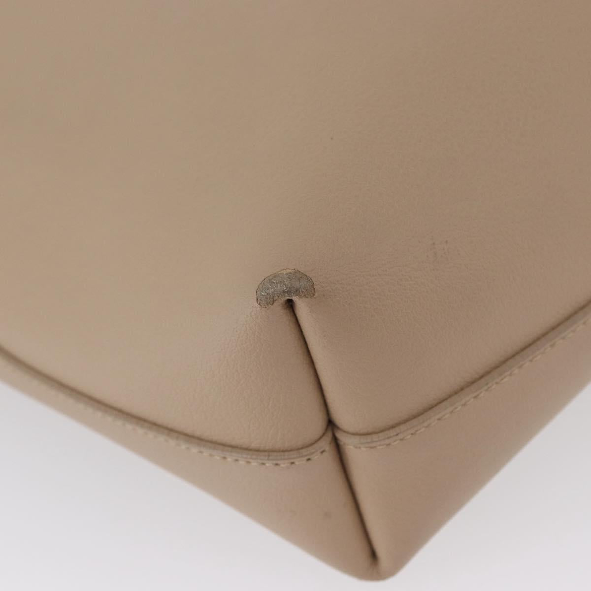 SAINT LAURENT Tote Bag Leather 2way Beige Gold Auth BA10070