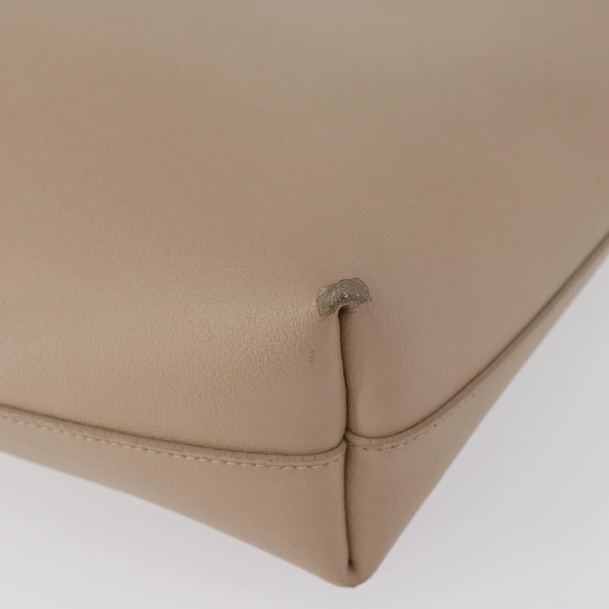 SAINT LAURENT Tote Bag Leather 2way Beige Gold Auth BA10070