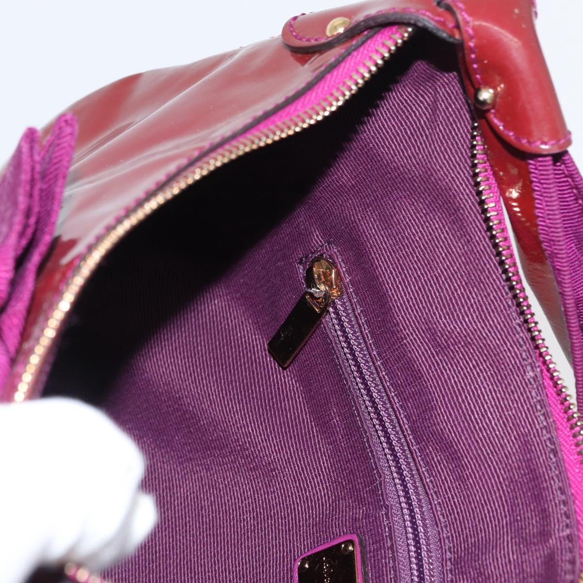 Salvatore Ferragamo Hand Bag Patent leather Purple Gold Auth BA10072